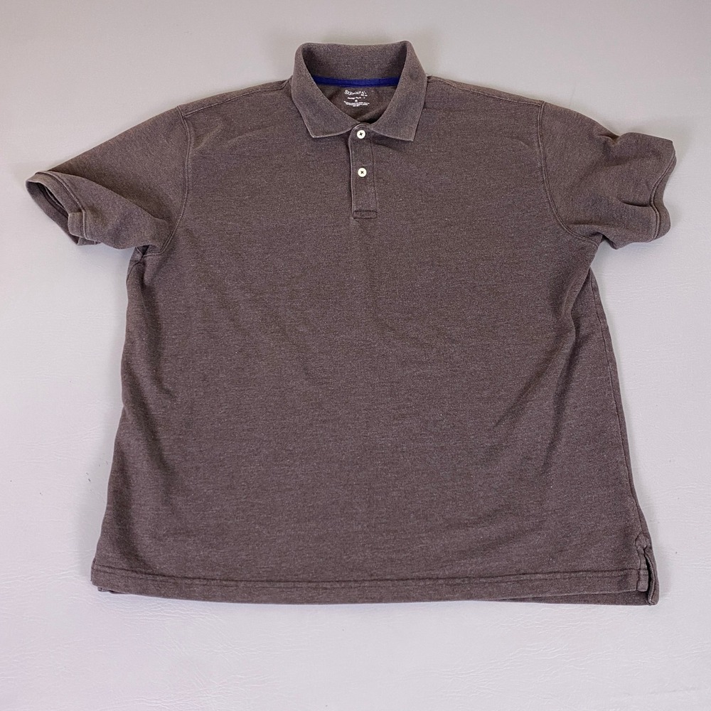 St. Johns Bay Heritage Pique Polo Shirt Men's XL Brown Short Sleeve Cotton *Flaw